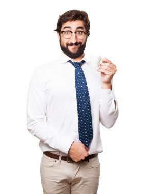 kahve fincanı ile işadamı