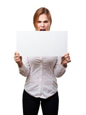 bir afişini sarışın kadınla