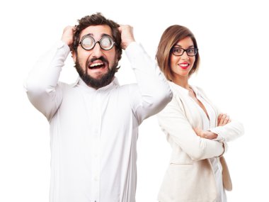 endişeli aptal adam