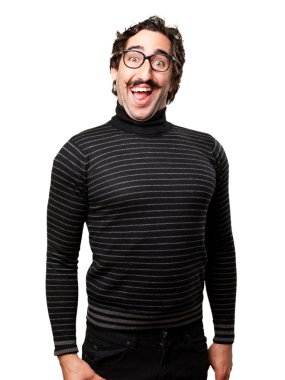 bilgiçlik taslayan mutlu adam