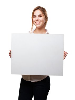 bir afişini sarışın kadınla