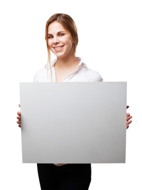 bir afişini sarışın kadınla