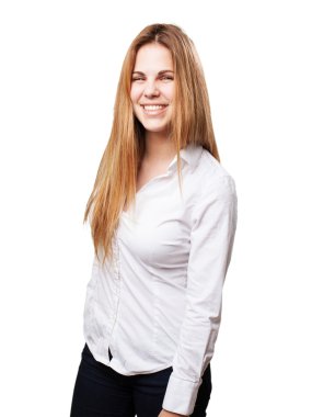 sarışın mutlu kadın