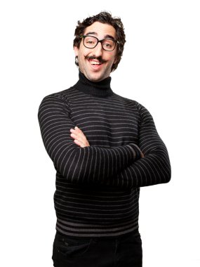 bilgiçlik taslayan mutlu adam 