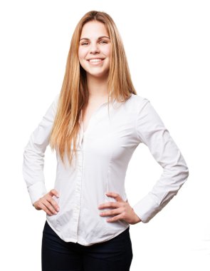 memnun sarışın kadın