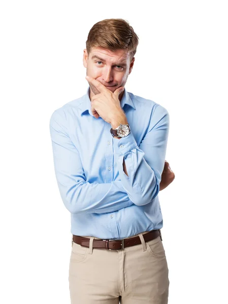 Blond man tänker — Stockfoto