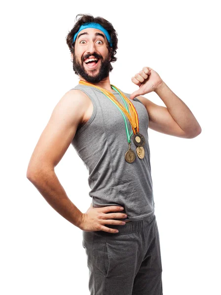 Sportsman with medals — Stock Photo, Image