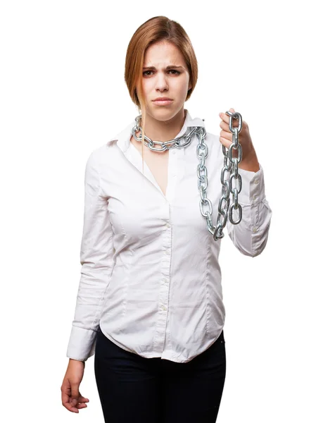 Mujer rubia con cadenas —  Fotos de Stock