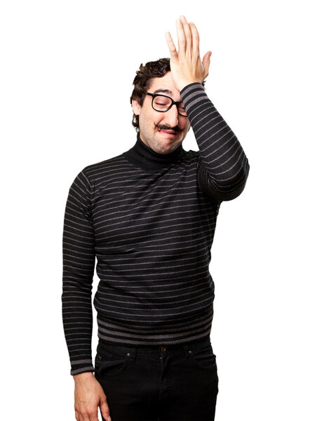 pedantic man frustrated face