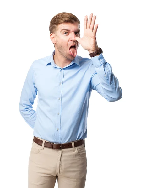 Cool blond man joking — Stock Photo, Image