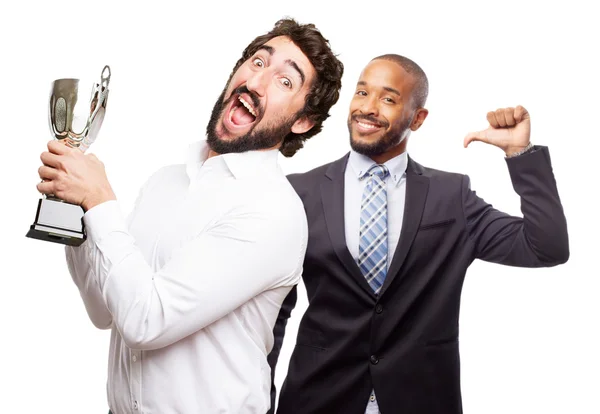 Man with a champion cup — Stock Photo, Image