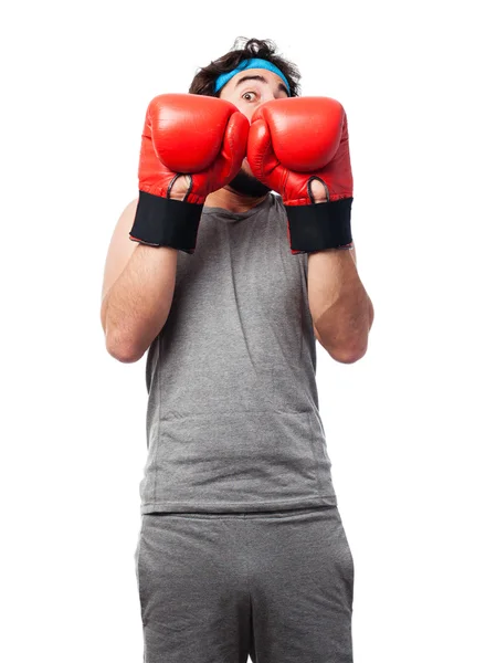 Crazy man boxing — Stock Photo, Image