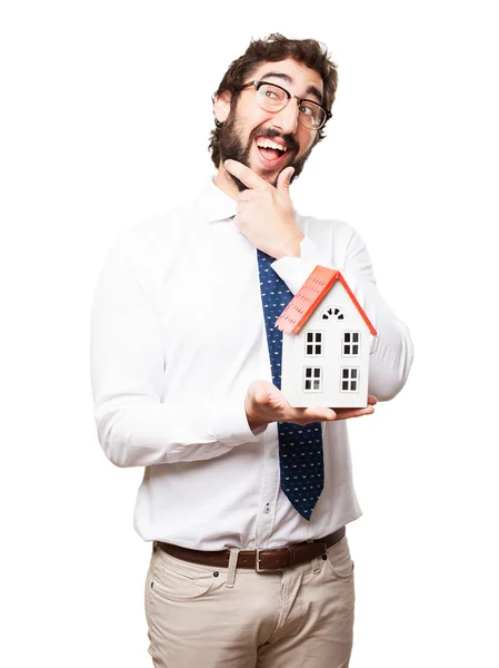 Businessman with a house — Stock Photo, Image