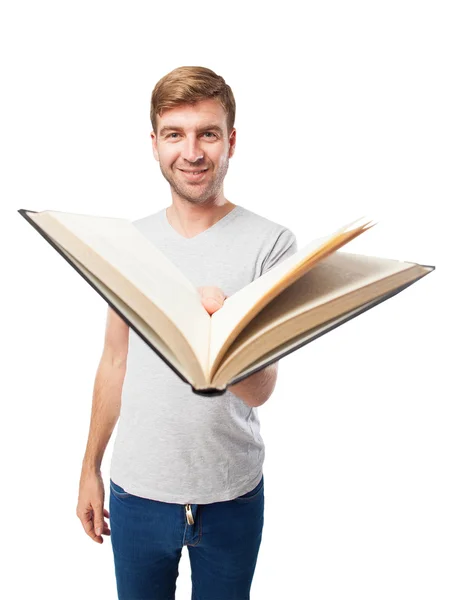 Uomo biondo con un libro — Foto Stock