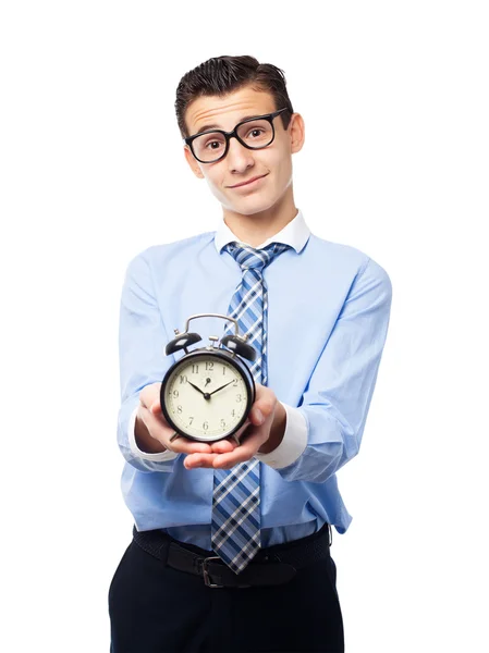 Biznesmen z zegarem — Zdjęcie stockowe