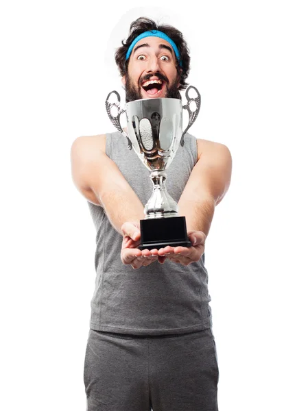 Sportsman with winner cup — Stock Photo, Image