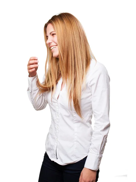 Blond woman laughing — Stock Photo, Image