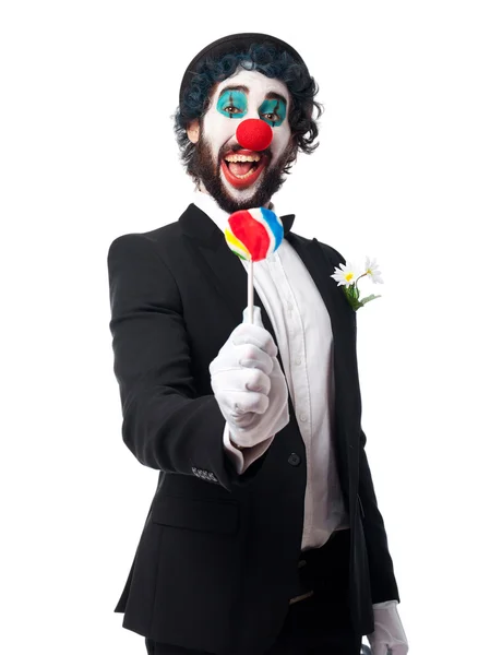 Clown with a lolly pop — Stock Photo, Image