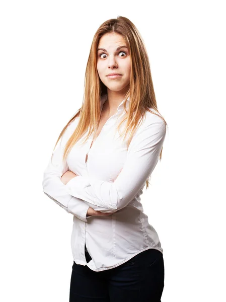 Blond surprised woman — Stock Photo, Image