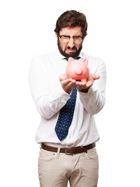 Hombre de negocios con alcancía —  Fotos de Stock