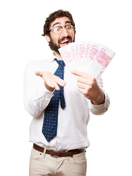 Businessman with bank notes — Stock Photo, Image