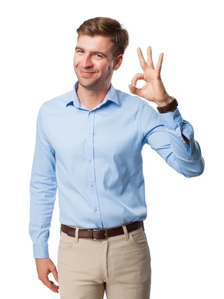 Blond man all right sign — Stock Photo, Image