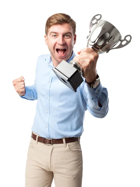 Blond man with a cup — Stock Photo, Image