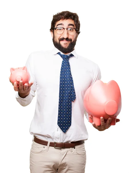 Businessman with piggy bank — Stock Photo, Image