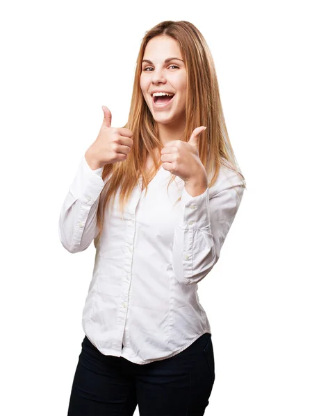 Blond woman okay sign — Stock Photo, Image