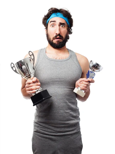 Sportsman with winner cup — Stock Photo, Image