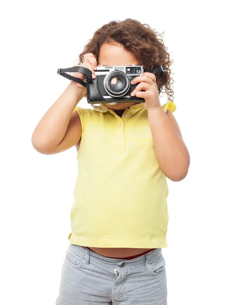 Schwarzes Mädchen mit Kamera — Stockfoto