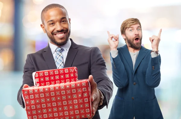 Young cool black man with boxes — Stock Photo, Image