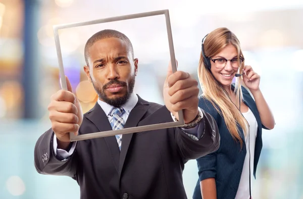 Young cool black man with a steel frame — Stock Photo, Image