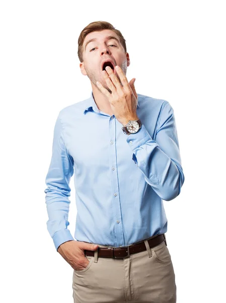 Blond man yawning — Stock Photo, Image