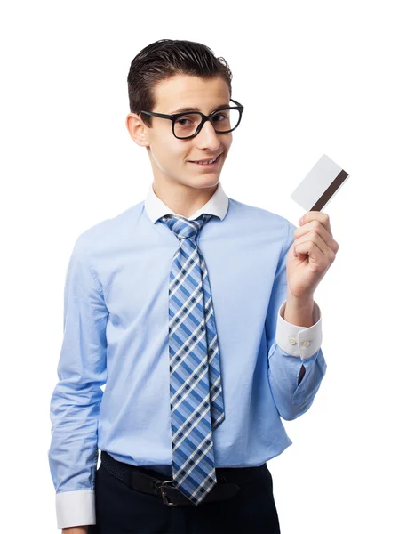 Young boy with a credit card — Stock Photo, Image