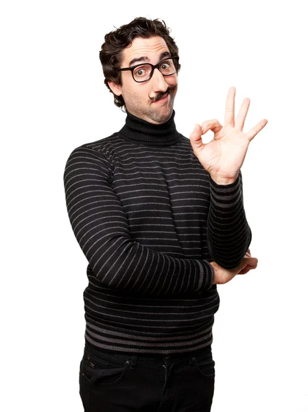 Pedantic man okay sign — Stock Photo, Image