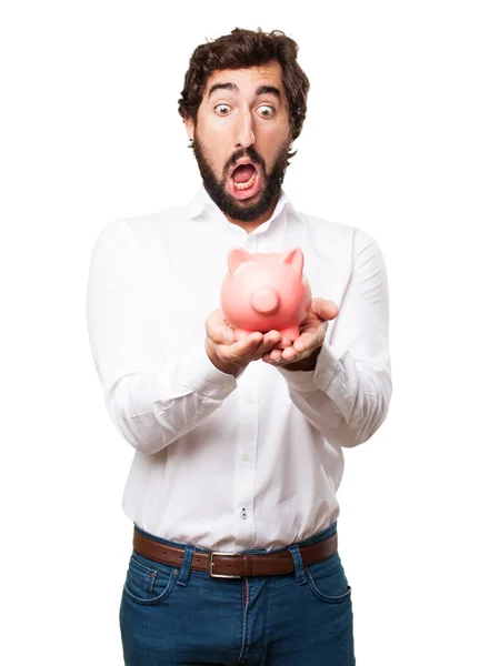 Man met een piggy bank — Stockfoto