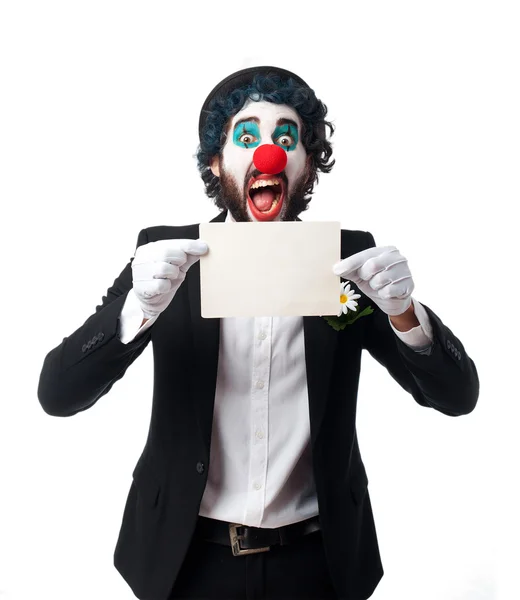Clown mit einem Banner — Stockfoto