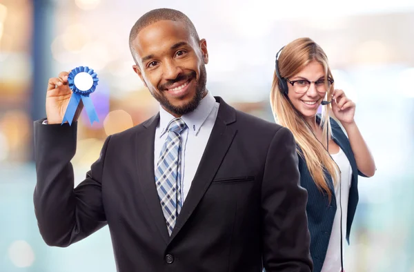 Jonge cool zwarte man met een medaille — Stockfoto