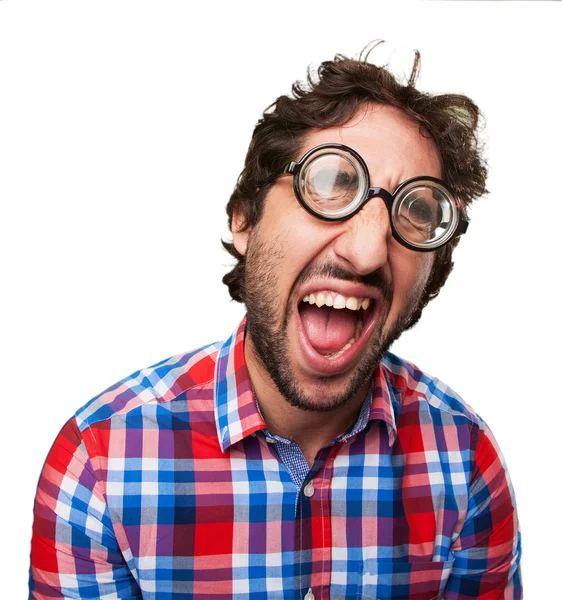 Crazy man laughing — Stock Photo, Image