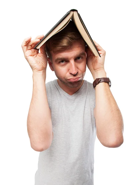 Blond man met een boek — Stockfoto