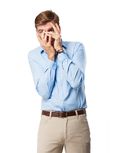 Scared man portrait — Stock Photo, Image