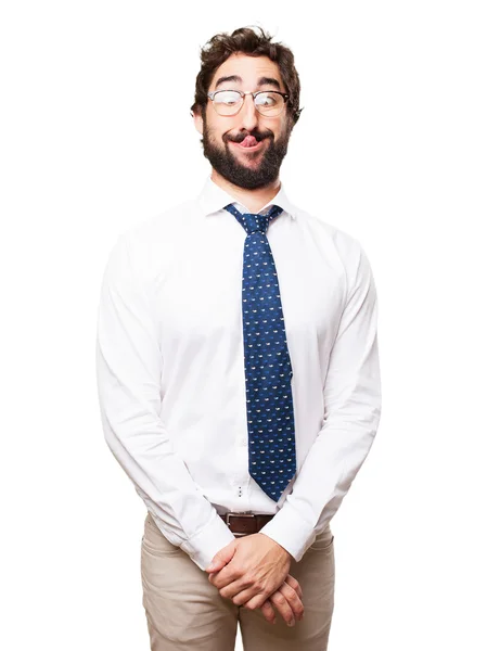 Crazy businessman joking — Stock Photo, Image