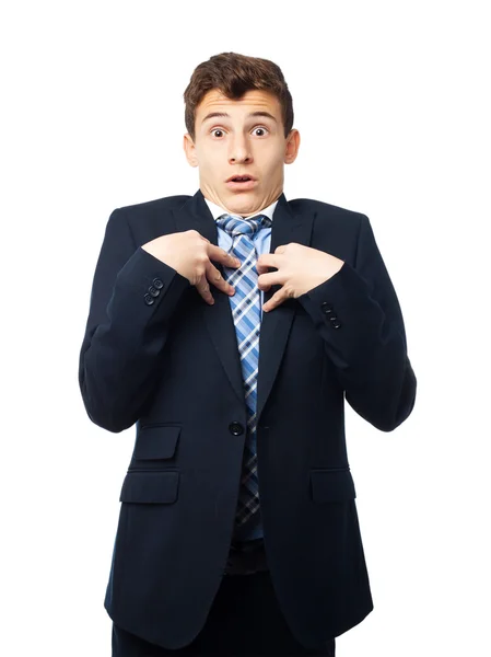 Businessman pointing himself — Stock Photo, Image