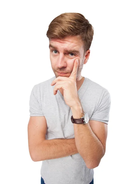 Blond man thinking — Stock Photo, Image