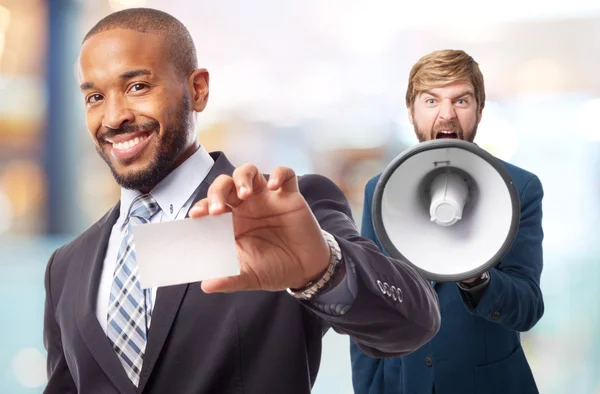 Joven fresco negro hombre con tarjeta de nombre —  Fotos de Stock