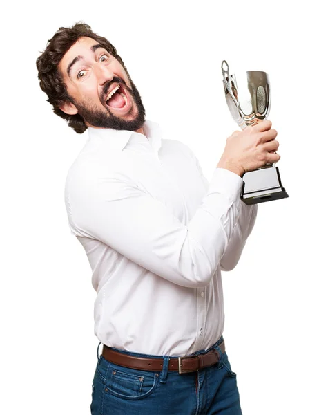 Man met een kampioen kopje — Stockfoto