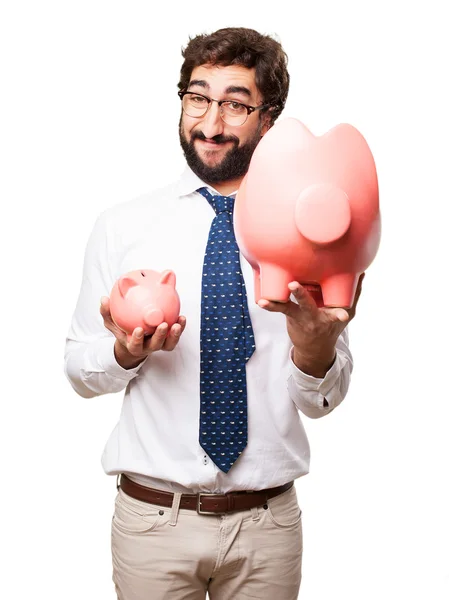 Businessman with piggy bank — Stock Photo, Image