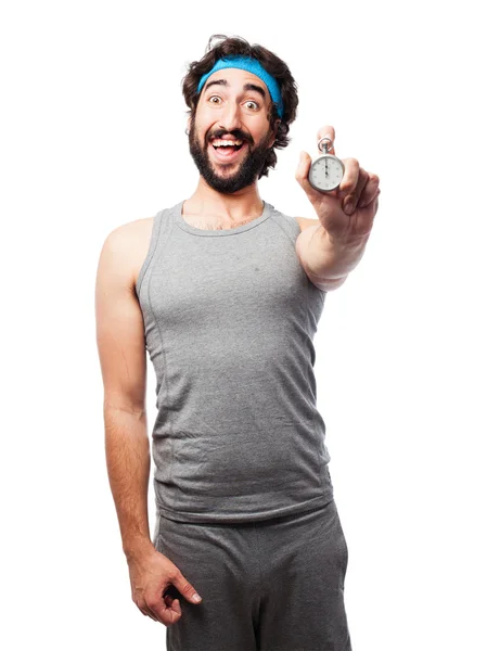 Sportsman with timer — Stock Photo, Image