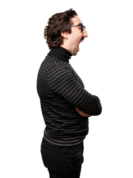 Pedant man boos pose — Stockfoto